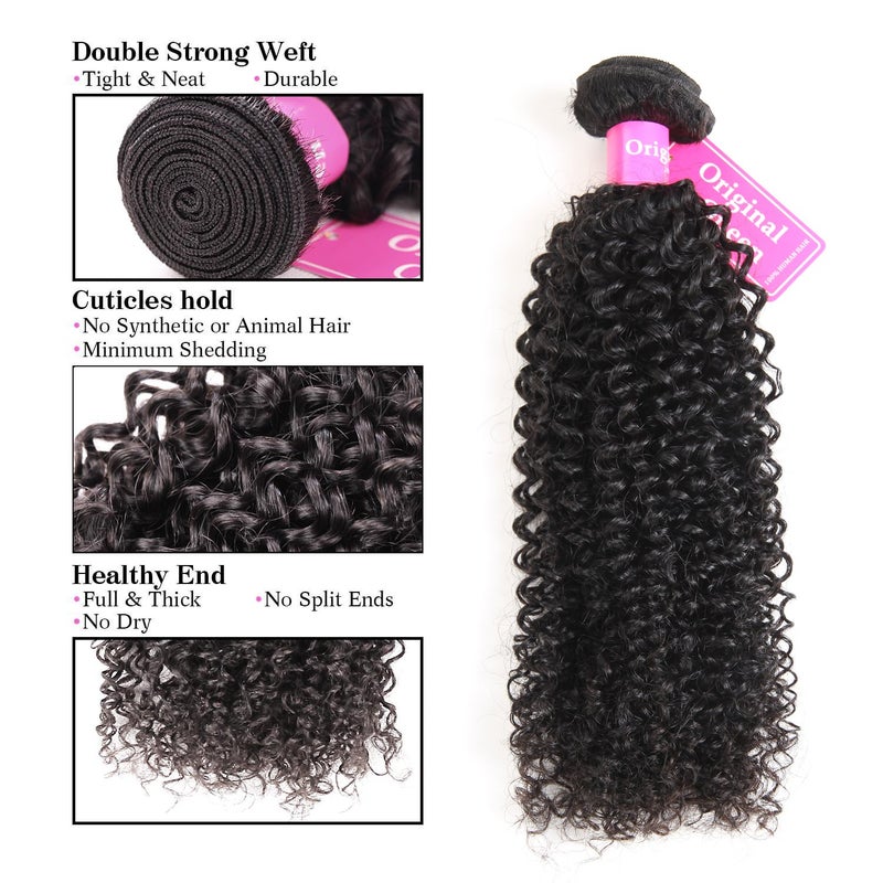 Original Queen 100% Brazilian Unprocessed Virgin Kinky Curly Human Hair Weave 4 Bundles Deep Curly Hair Extensions Mixed Length 14 14 14 14inches - Image 3